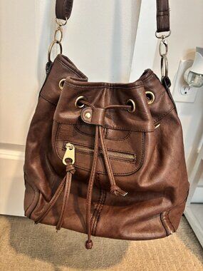 Scarleton Washed Vegan Leather Hobo drawstring Shoulder Bag